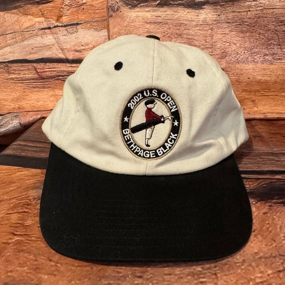 USGA 2002 U.S. Open Bethpage Black Golf Hat Adjustable Cream Black Men's